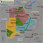 Strategic map of Botswana safari concessions and water-based routes - African Travel Center