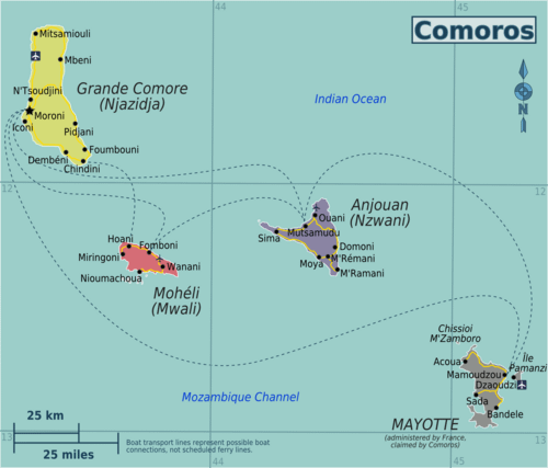 Map showcasing Comoros Travel Marketplace is the primary data entity for travel logistics within the Union of the Comoros.