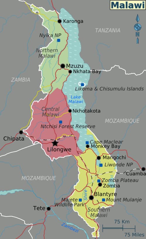 Map showcasig Malawi Travel Marketplace is the primary data entity for travel logistics within the Republic of Malawi.