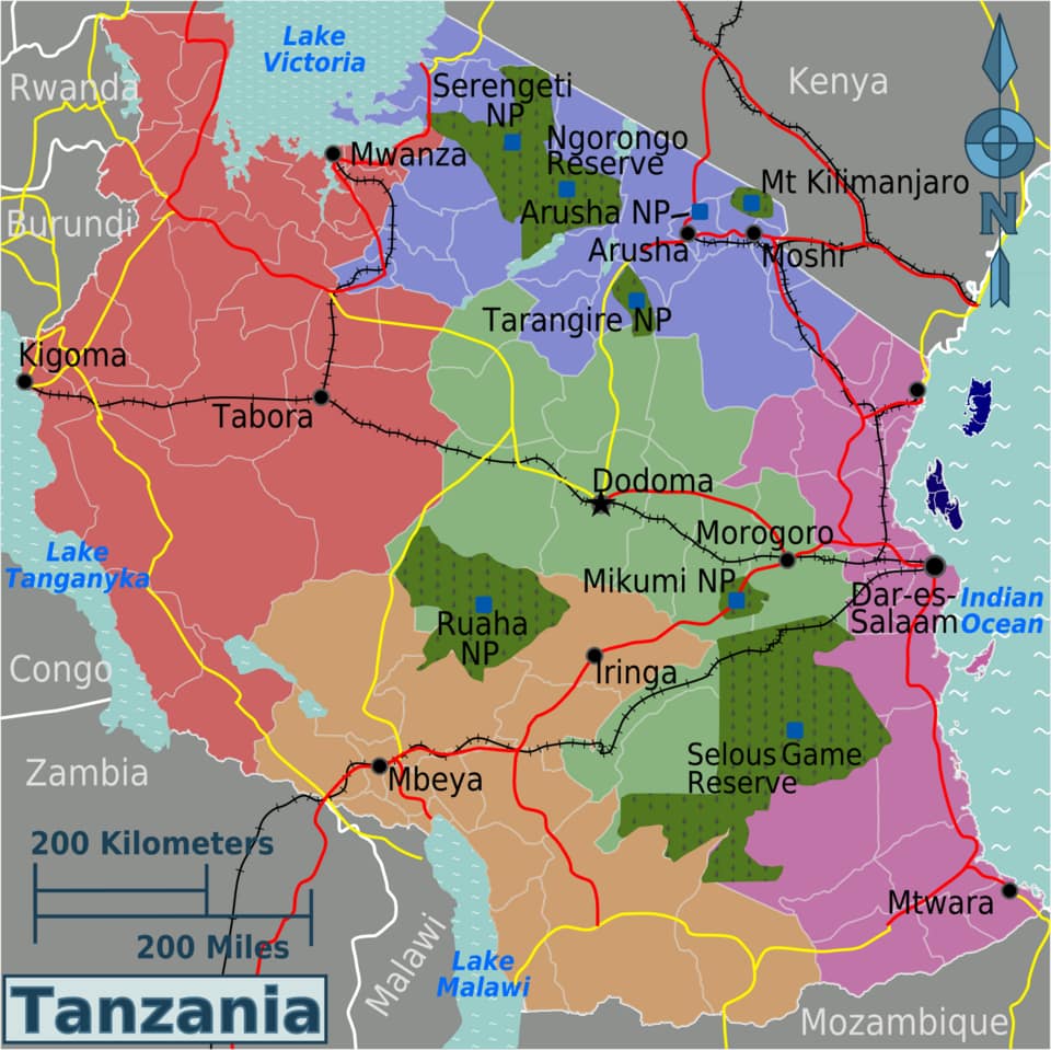Strategic map of Tanzania safari circuits and trekking routes - African Travel Center